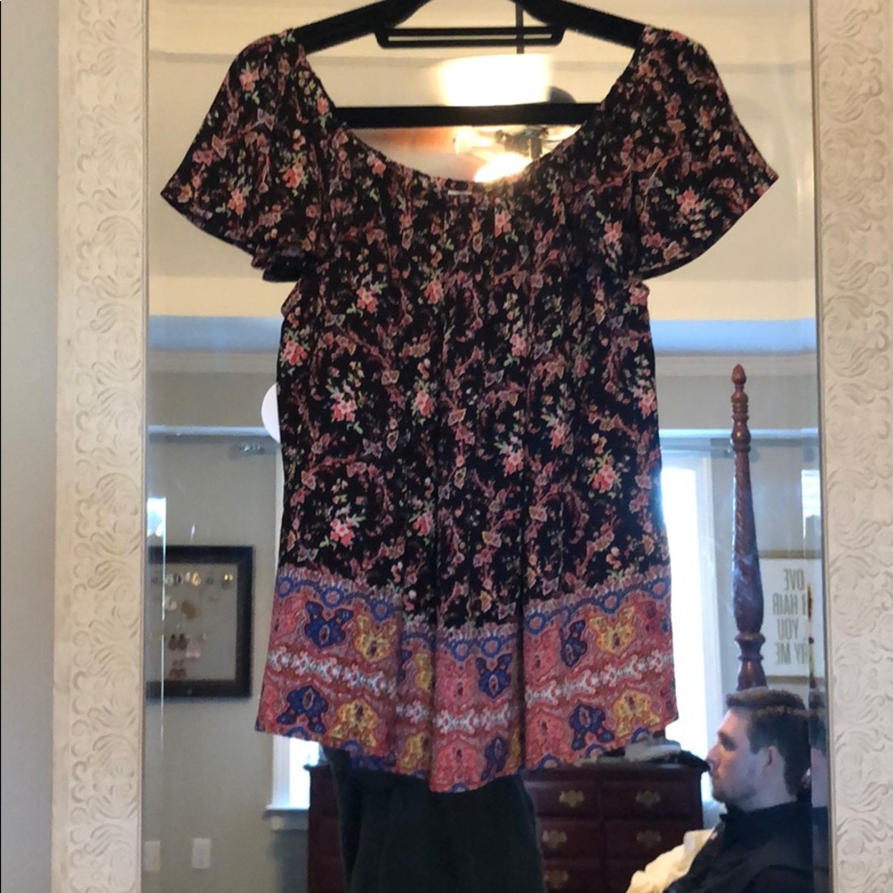 Patterned Off the Shoulder Top